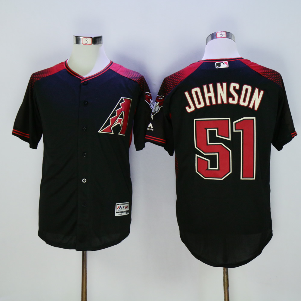 Men Arizona Diamondback 51 Johnson Black Throwback MLB Jerseys